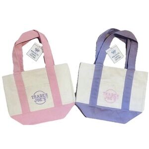 Trader Joe’s 2026 MINI Tote Bags Pastel Colors (2 Pack) Purple/Pink NEW